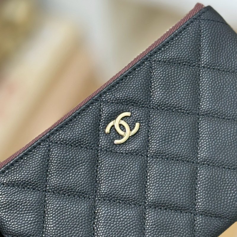 🏷️Chanel.Coco 一字零錢包 荔枝牛 芯片款-15