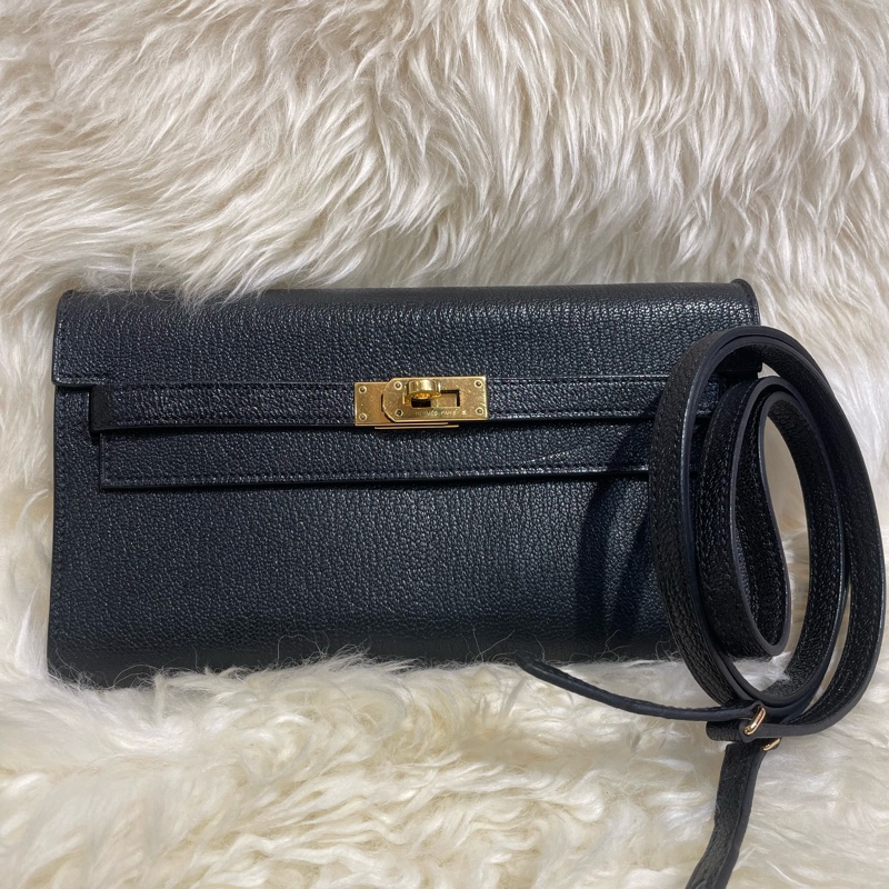 Hermès Kelly To Go 山羊皮黑色金扣-0
