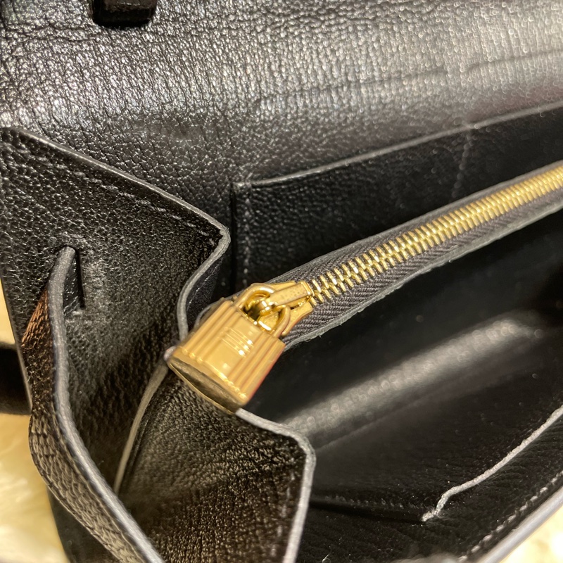 Hermès Kelly To Go 山羊皮黑色金扣-8