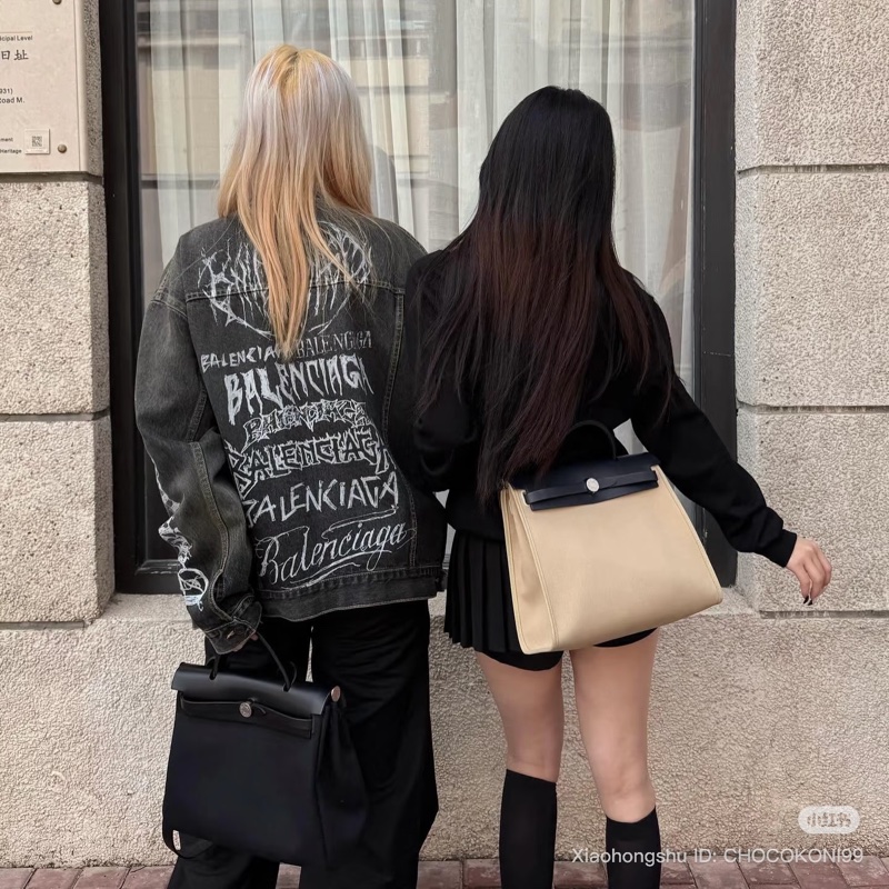 Hermes Herbag 31 黑白肩背包-21