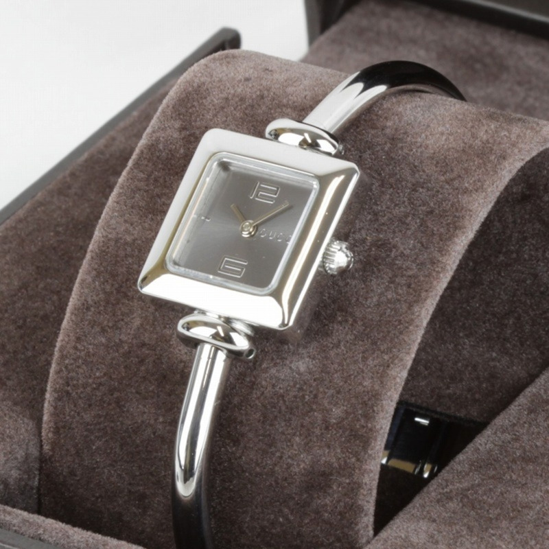 GUCCI 1900L 類比石英手錶,電池供電,銀色/黑色,女士-1