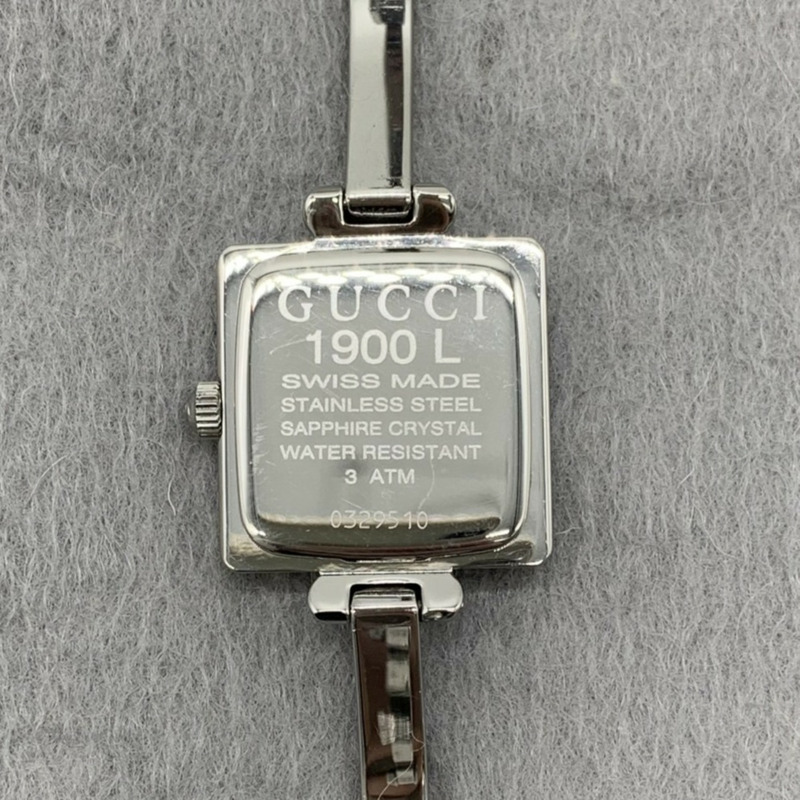 GUCCI 1900L 類比石英手錶,電池供電,銀色/黑色,女士-6