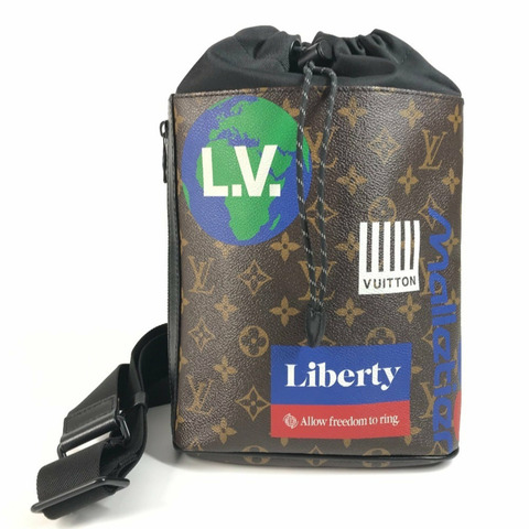 LOUIS VUITTON M44625 Monogram Chalk 斜背包，抽繩單肩帆布，男女通用，棕色