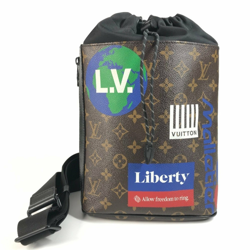 LOUIS VUITTON M44625 Monogram Chalk 斜背包,抽繩單肩帆布,男女通用,棕色-0