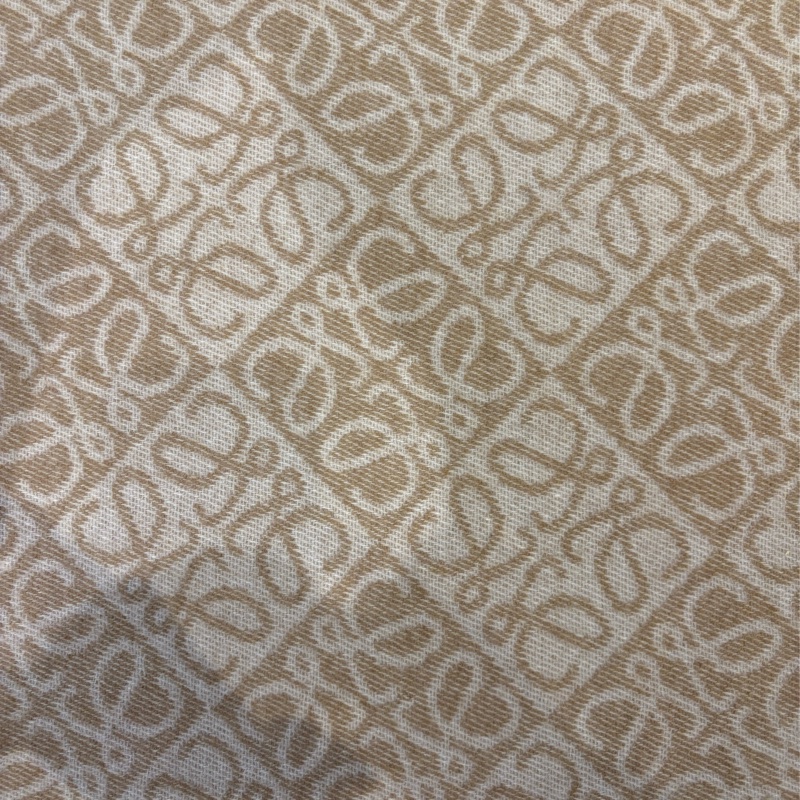 LOEWE Anagram scarf 簇絨刺繡 奶茶色羊毛圍巾 F811SS1X01-2140-7