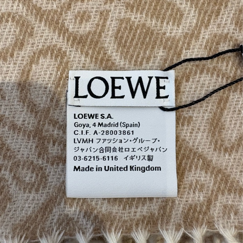 LOEWE Anagram scarf 簇絨刺繡 奶茶色羊毛圍巾 F811SS1X01-2140-8