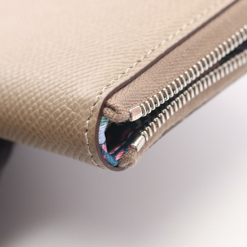 HERMES Azap Long Silk In Around 長版皮夾 Epsom 皮革米色二手 SHW K-6