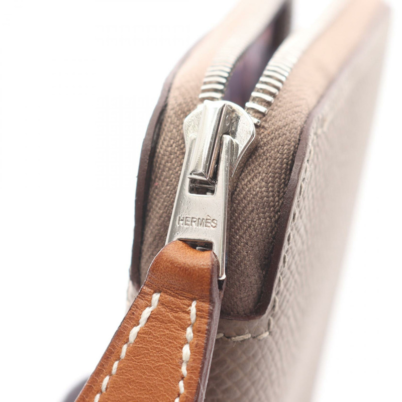 HERMES Azap Long Silk In Around 長版皮夾 Epsom 皮革米色二手 SHW K-7