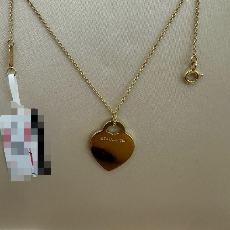 Tiffany/蒂芙尼 18k黃金色愛心鑲鑽項鏈-1