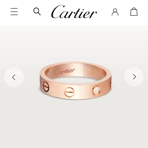 Cartier LOVE 單鑽18K玫瑰金窄版鑽戒 💍 50號 24年台北購證