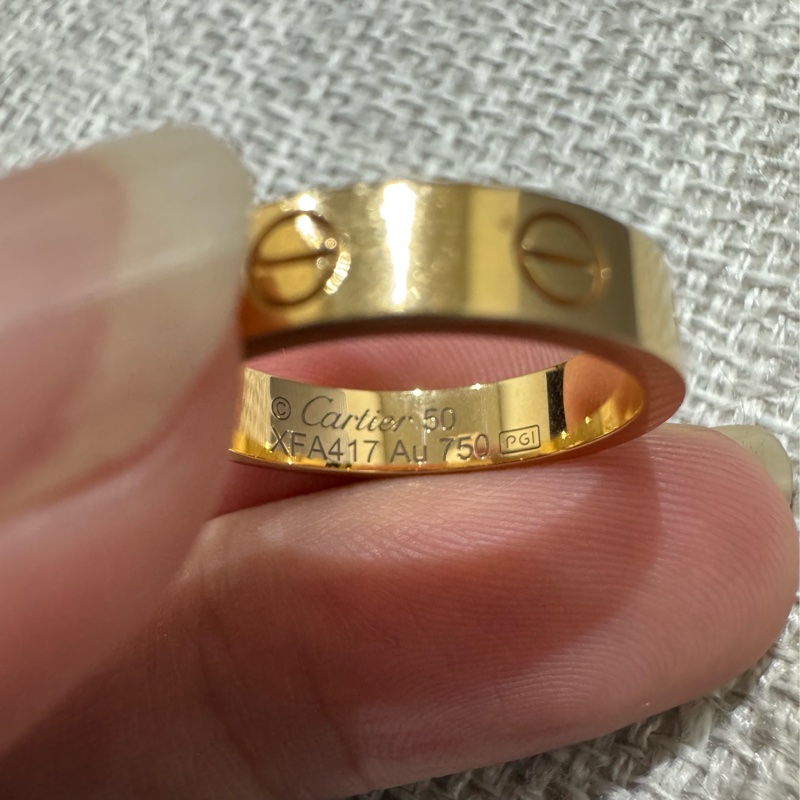 Cartier LOVE 單鑽18K玫瑰金窄版鑽戒 💍 50號 24年台北購證-3