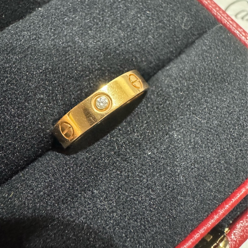 Cartier LOVE 單鑽18K玫瑰金窄版鑽戒 💍 50號 24年台北購證-12