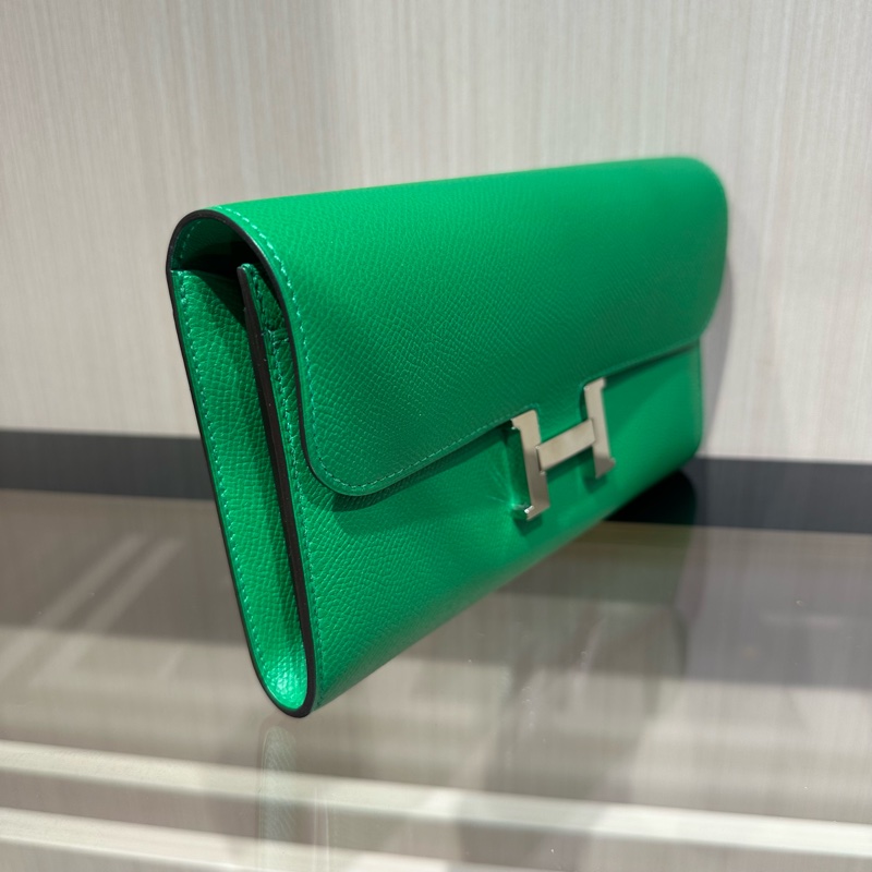 爱马仕Hermes 康康 银扣绿色钱包 长钱包-11