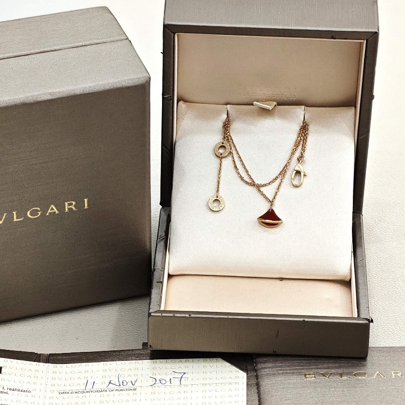 BVLGARI/寶格麗 DIVAS' DREAM系列18玫瑰金紅玉髓小扇子手鍊 M L碼-5