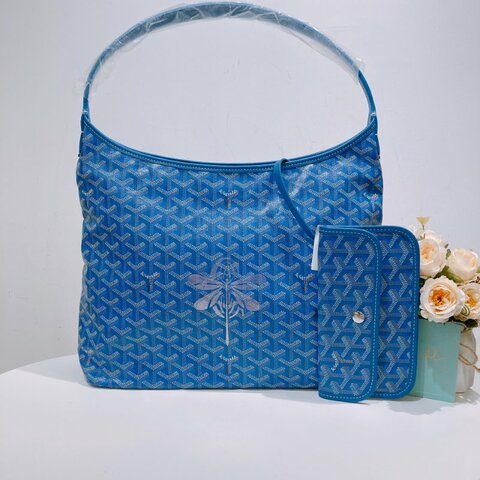 TW4490 Goyard 戈雅25年限定鳶尾紫 燙金珠光面蜻蜓 Bohème Hobo Bag