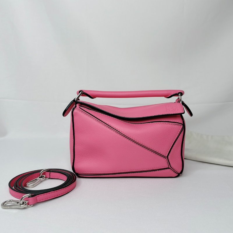 LOEWE Mini Puzzle粉色幾何包-0