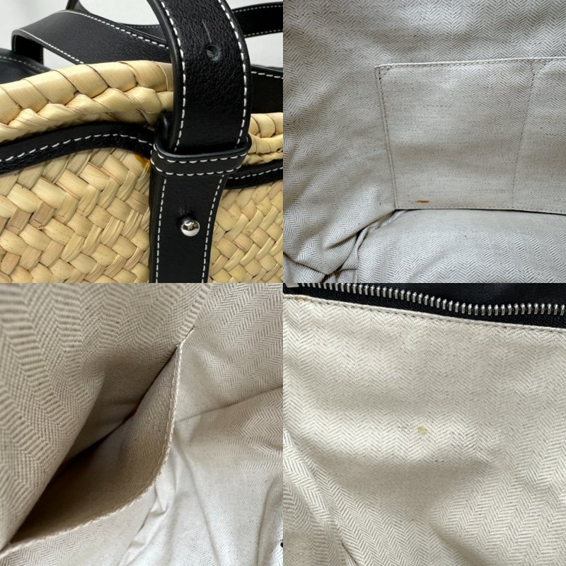 LOEWE 中號皮革草編籃子包-9