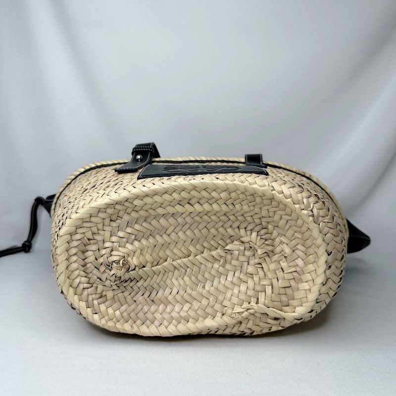 LOEWE 中號皮革草編籃子包-10