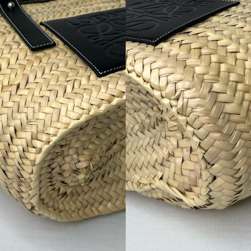 LOEWE 中號皮革草編籃子包-11