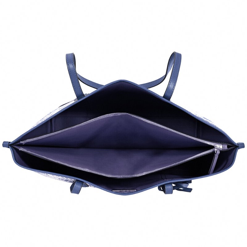 【TORY BURCH】地圖印花帆布托特包-藍白-3