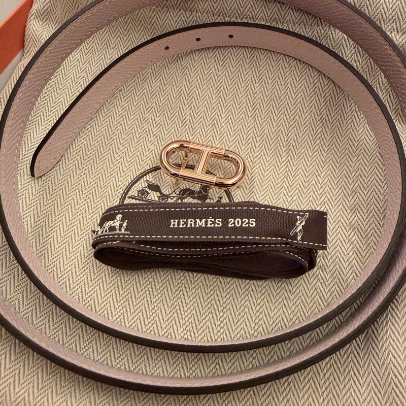 愛馬仕全新13 mm雙面皮帶連玫瑰金扣，全新連全部包裝及影印單-1