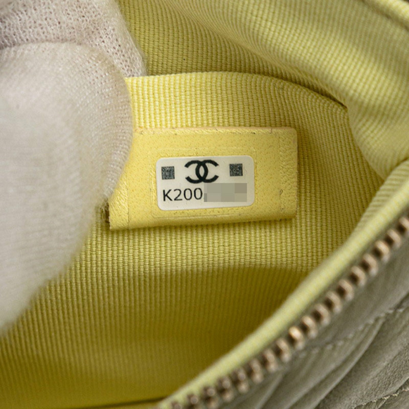 CHANEL Matelasse Coco Mark 經典小號手拿包,綠色,金色金屬配件和小羊皮,女士-7