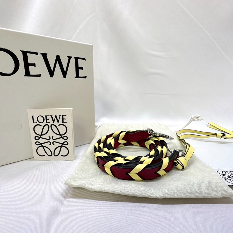 LOEWE 全新皮穿拚色編織背帶-0