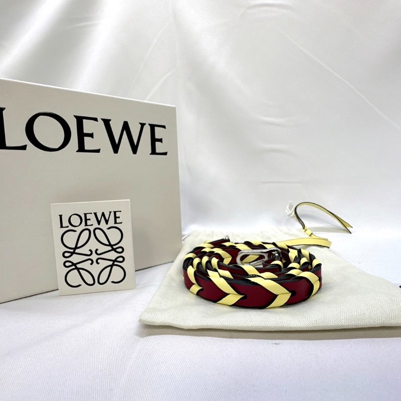 LOEWE 全新皮穿拚色編織背帶-1