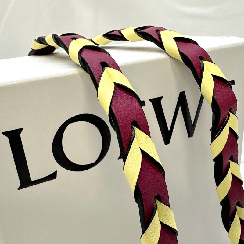 LOEWE 全新皮穿拚色編織背帶-4