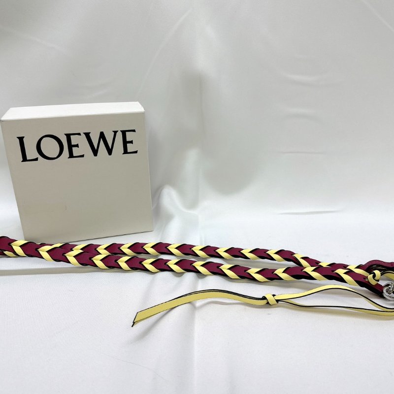LOEWE 全新皮穿拚色編織背帶-5