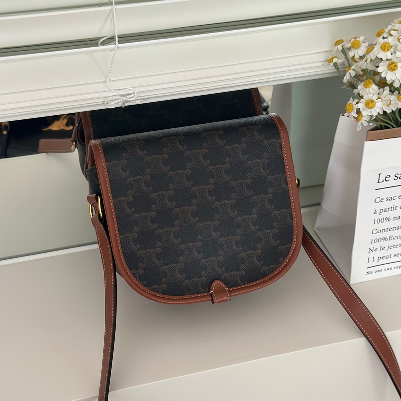 Celine 馬鞍包 FOLCO標誌印花牛皮革中號手袋-2