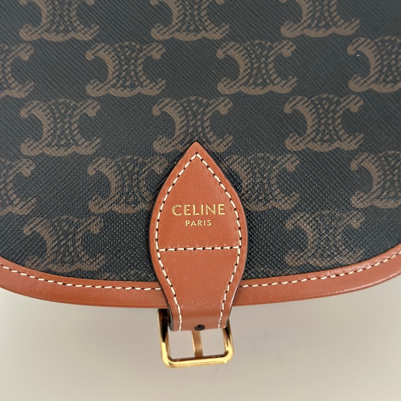 Celine 馬鞍包 FOLCO標誌印花牛皮革中號手袋-4