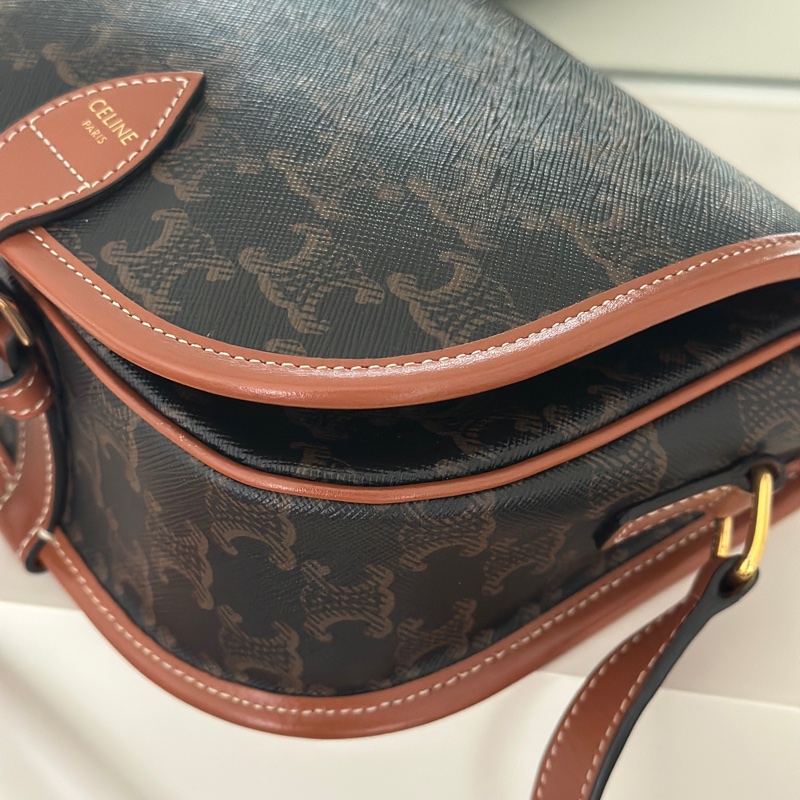 Celine 馬鞍包 FOLCO標誌印花牛皮革中號手袋-9
