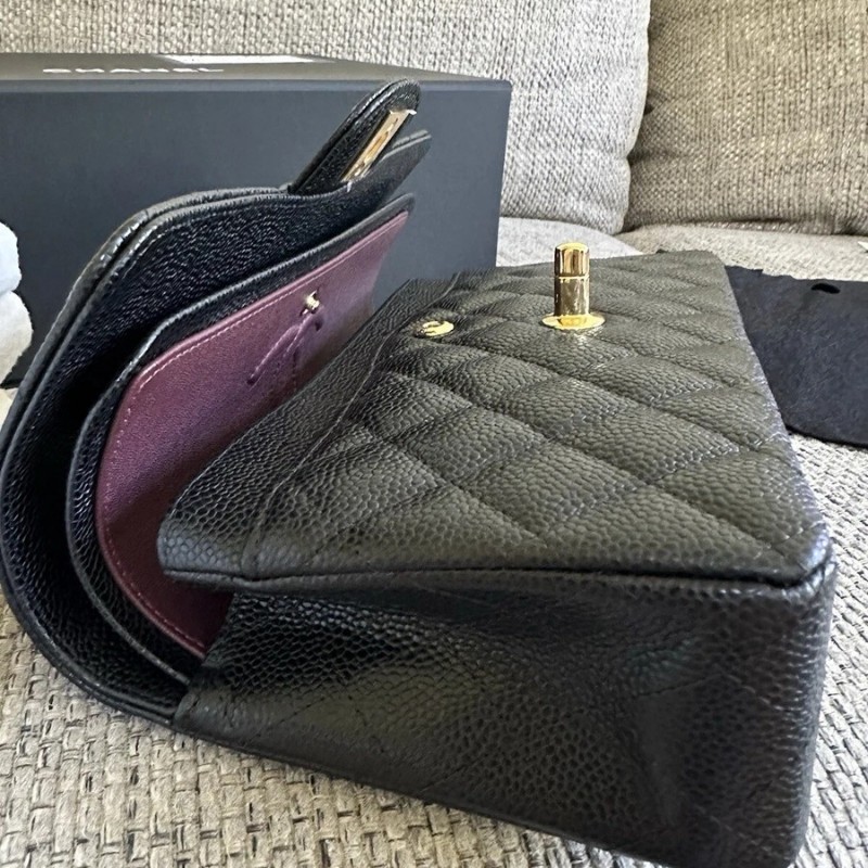 全新 Chanel Small Classic Handbag Grained Calfskin & Gold-Tone Metal Black-1