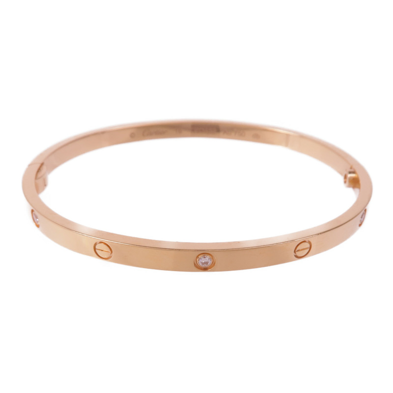 CARTIER 18K玫瑰金Love Bangle 6 Diamonds鑽石手鐲Cartier#16-0