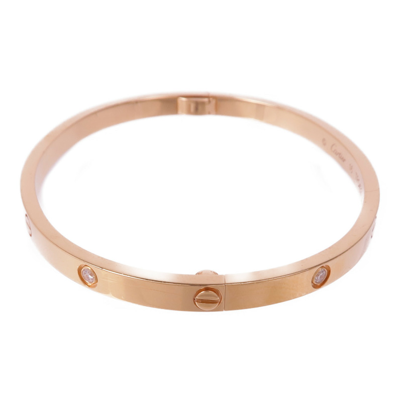 CARTIER 18K玫瑰金Love Bangle 6 Diamonds鑽石手鐲Cartier#16-1