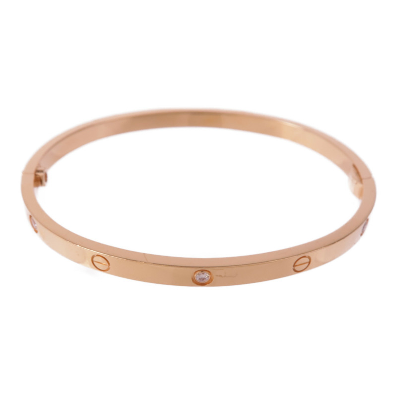 CARTIER 18K玫瑰金Love Bangle 6 Diamonds鑽石手鐲Cartier#16-2