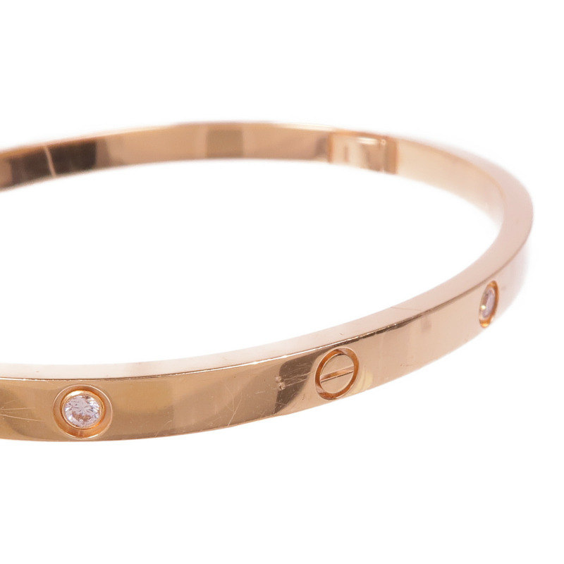 CARTIER 18K玫瑰金Love Bangle 6 Diamonds鑽石手鐲Cartier#16-7