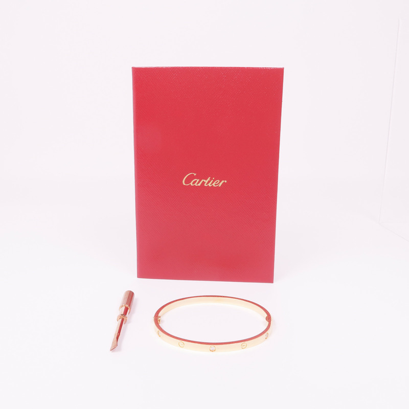 CARTIER 18K玫瑰金Love Bangle 6 Diamonds鑽石手鐲Cartier#16-8