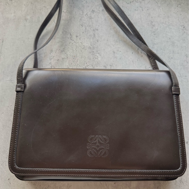 Loewe 真皮包 腋下包 手提包 棕色-2