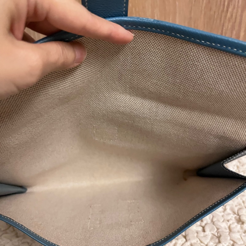 Hermes 中古Jige手拿包.撞色.土耳其藍.絕版品-3
