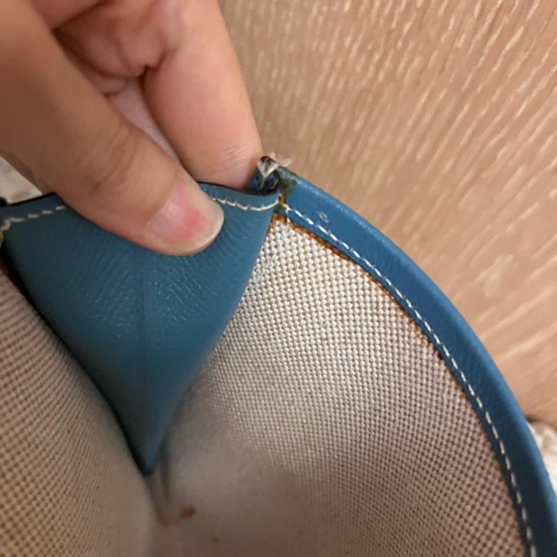 Hermes 中古Jige手拿包.撞色.土耳其藍.絕版品-7
