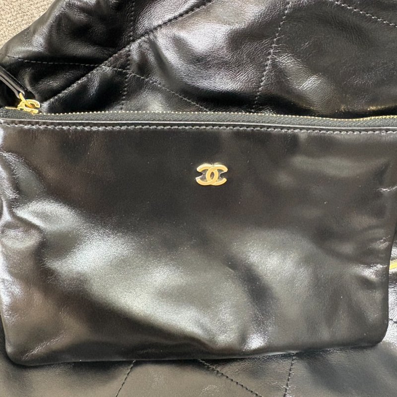 CHANEL 22BAG 中號 經典黑金 狀況新-13