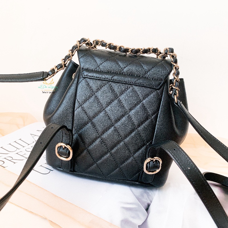 CHANEL 香奈兒 閒置未使用 AS2908 Duma系列 黑色 x 金釦 菱格紋 小號 晶片版 後背包 Backpack-2