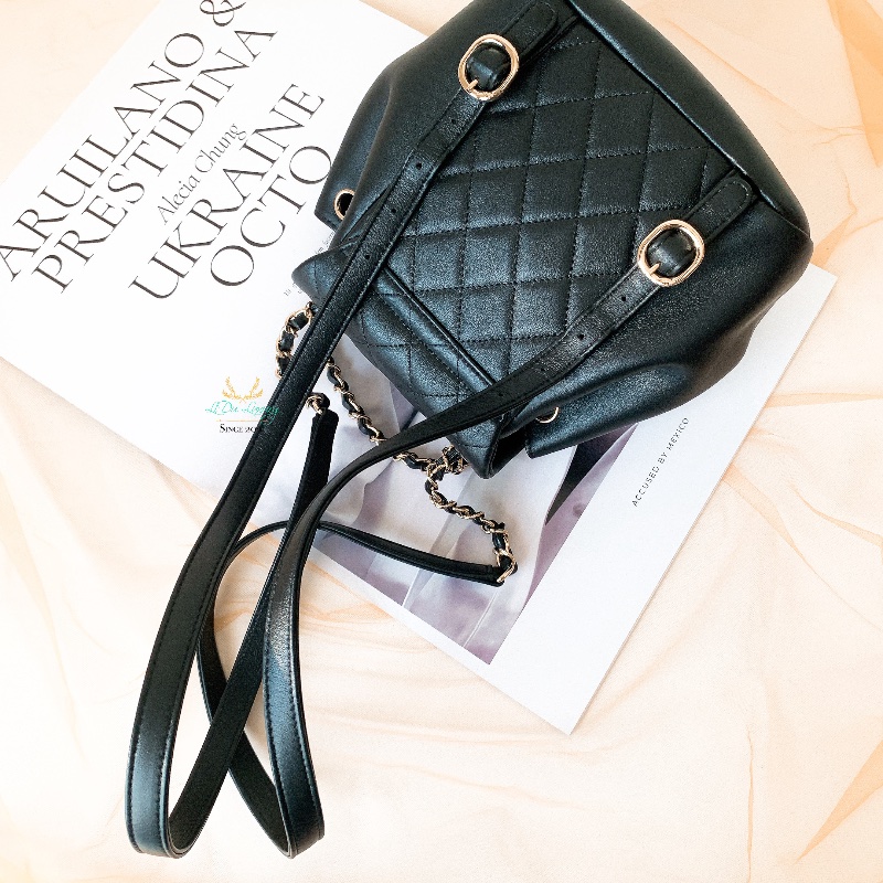 CHANEL 香奈兒 閒置未使用 AS2908 Duma系列 黑色 x 金釦 菱格紋 小號 晶片版 後背包 Backpack-5