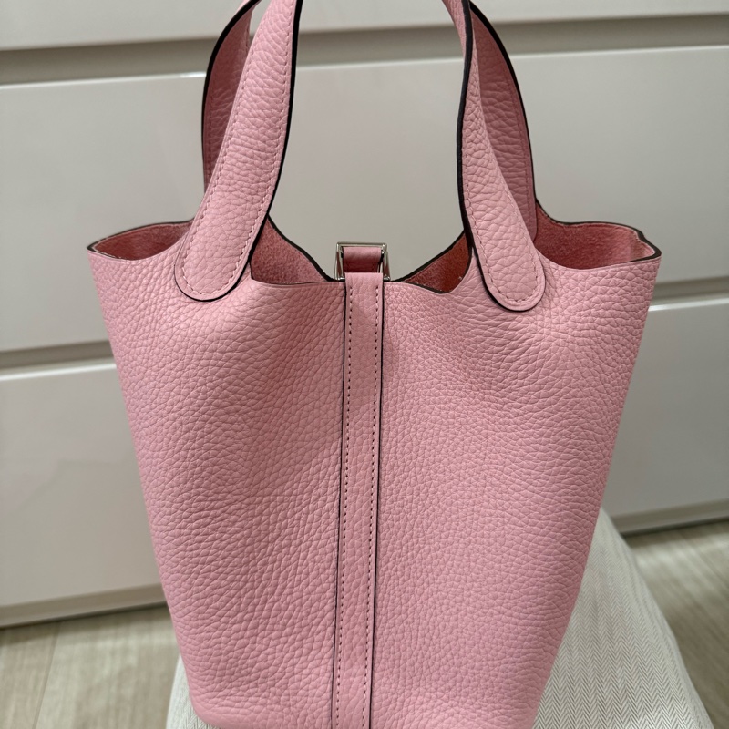 💖Hermes Picotin 18 櫻花粉銀釦 💖 P18 菜籃 99新-2
