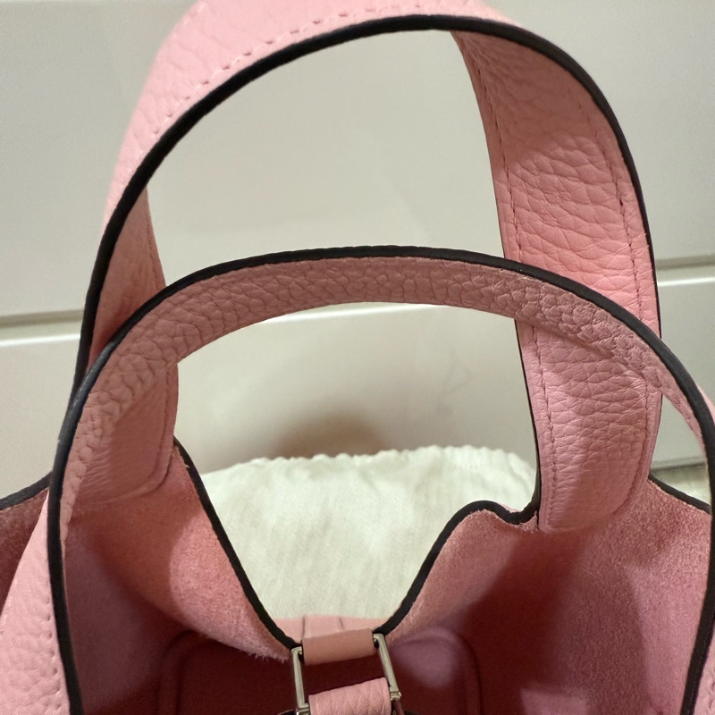 💖Hermes Picotin 18 櫻花粉銀釦 💖 P18 菜籃 99新-7