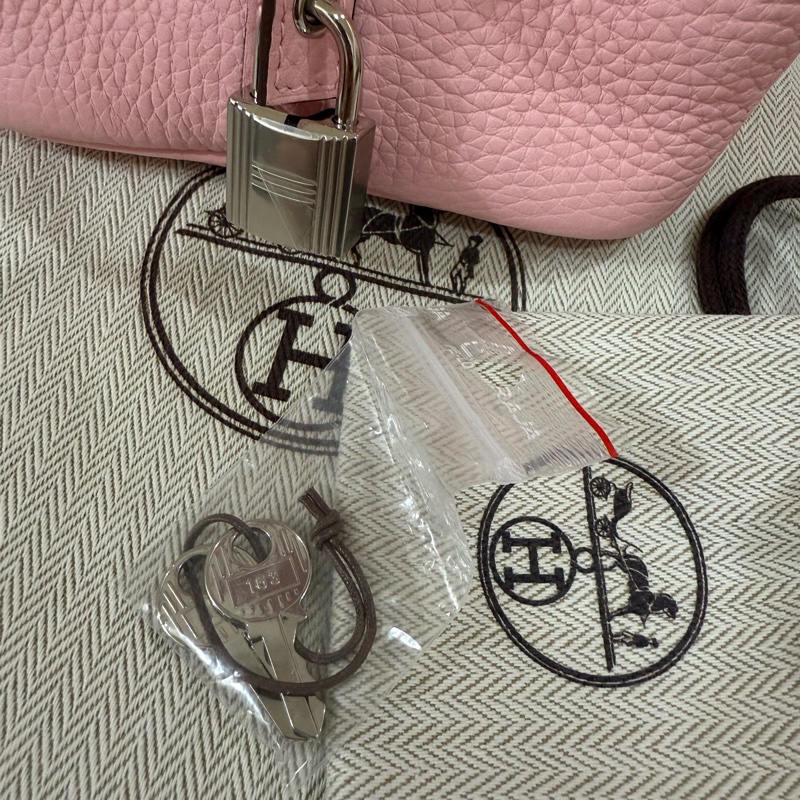 💖Hermes Picotin 18 櫻花粉銀釦 💖 P18 菜籃 99新-10