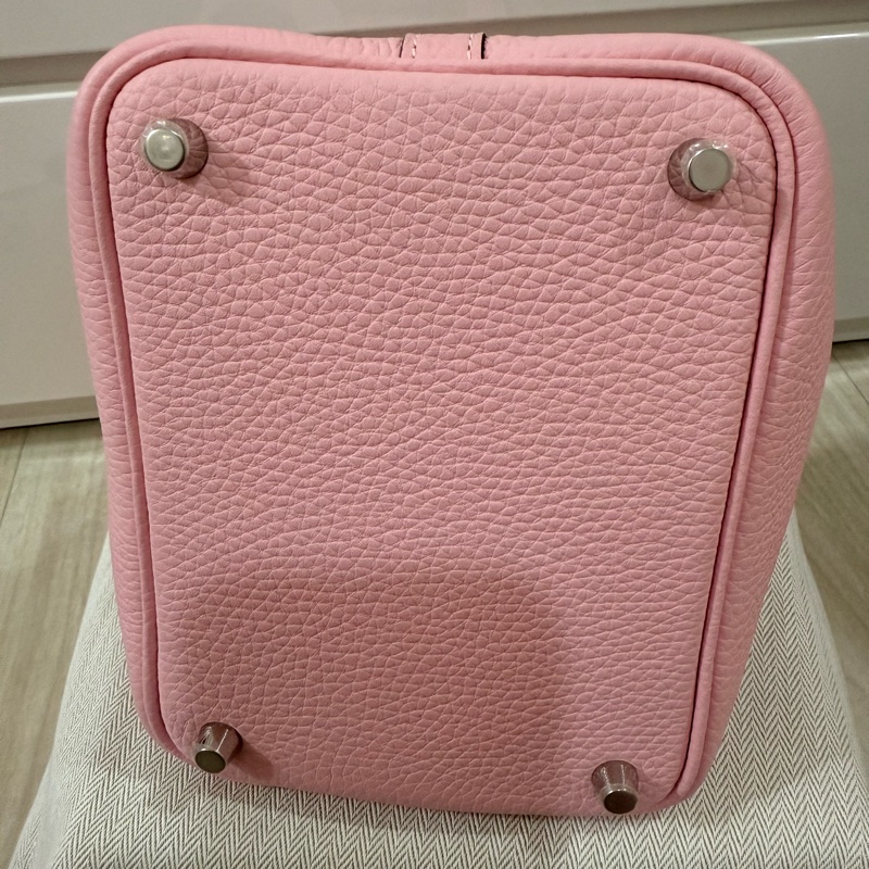 💖Hermes Picotin 18 櫻花粉銀釦 💖 P18 菜籃 99新-19