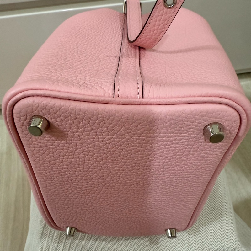 💖Hermes Picotin 18 櫻花粉銀釦 💖 P18 菜籃 99新-23